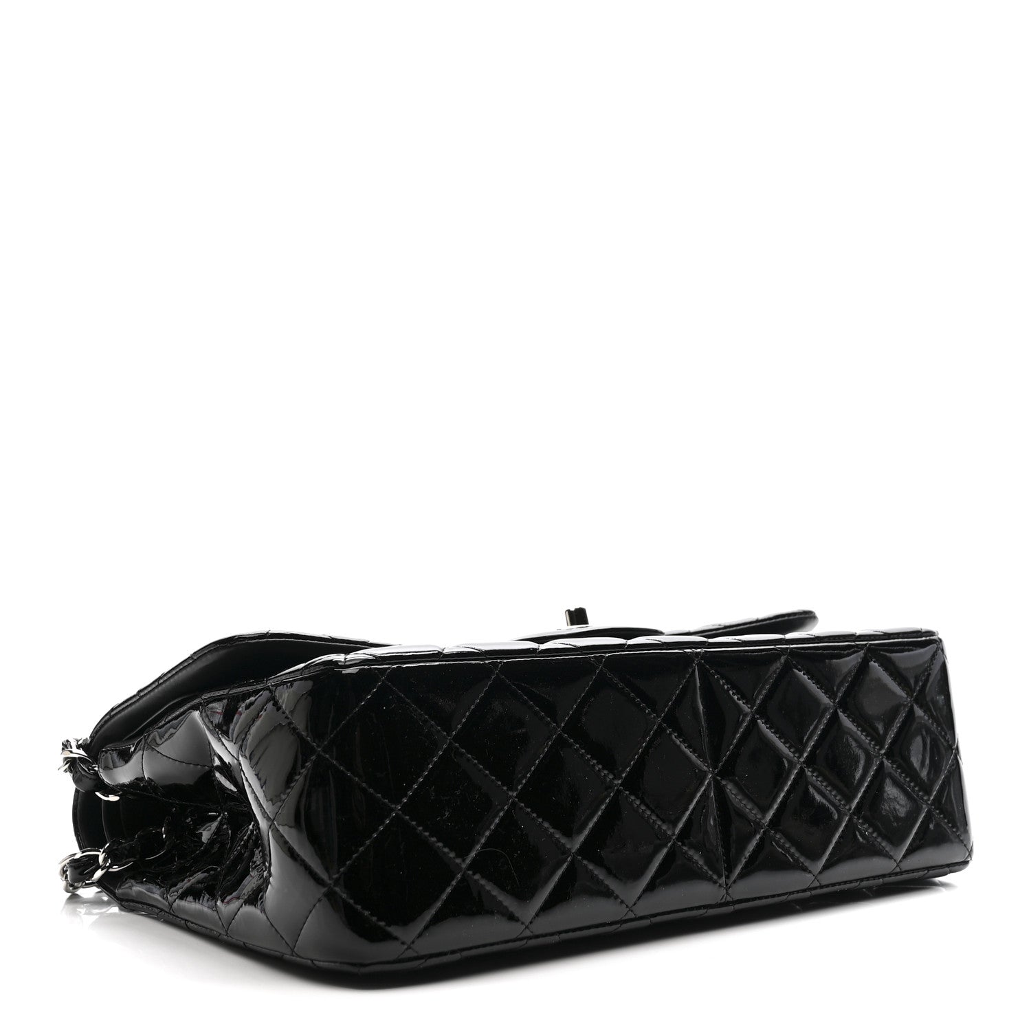 Chanel Patent Quilted Jumbo Double Flap Black