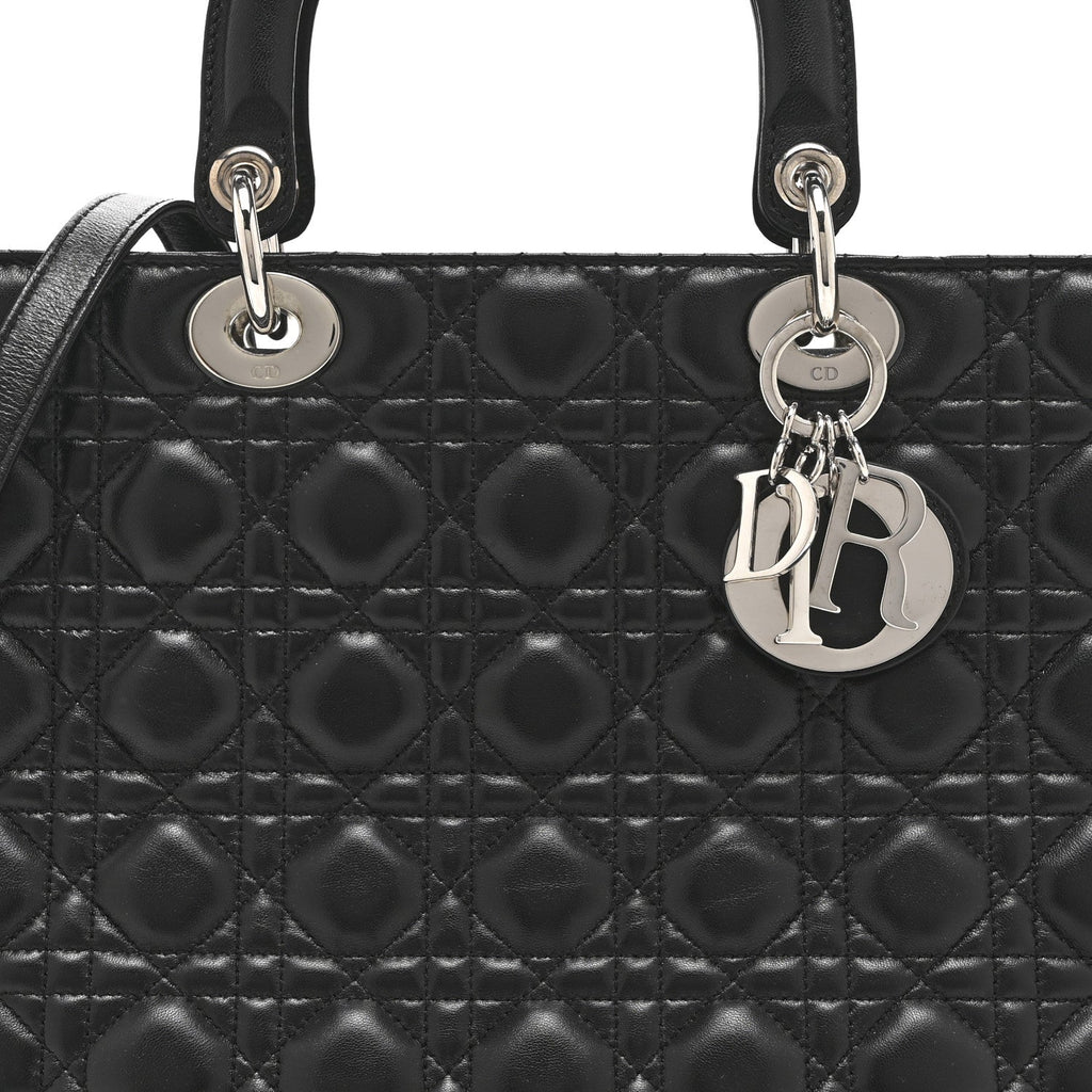Christian Dior Lambskin Cannage Large Lady Dior Black