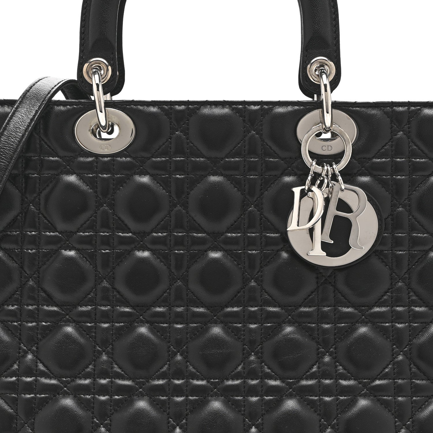 Christian Dior Lambskin Cannage Large Lady Dior Black