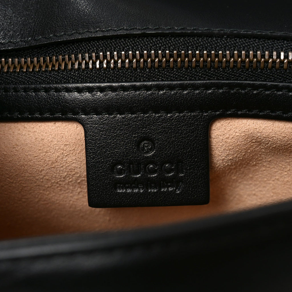Gucci Calfskin Matelasse Small GG Marmont Shoulder Bag Black