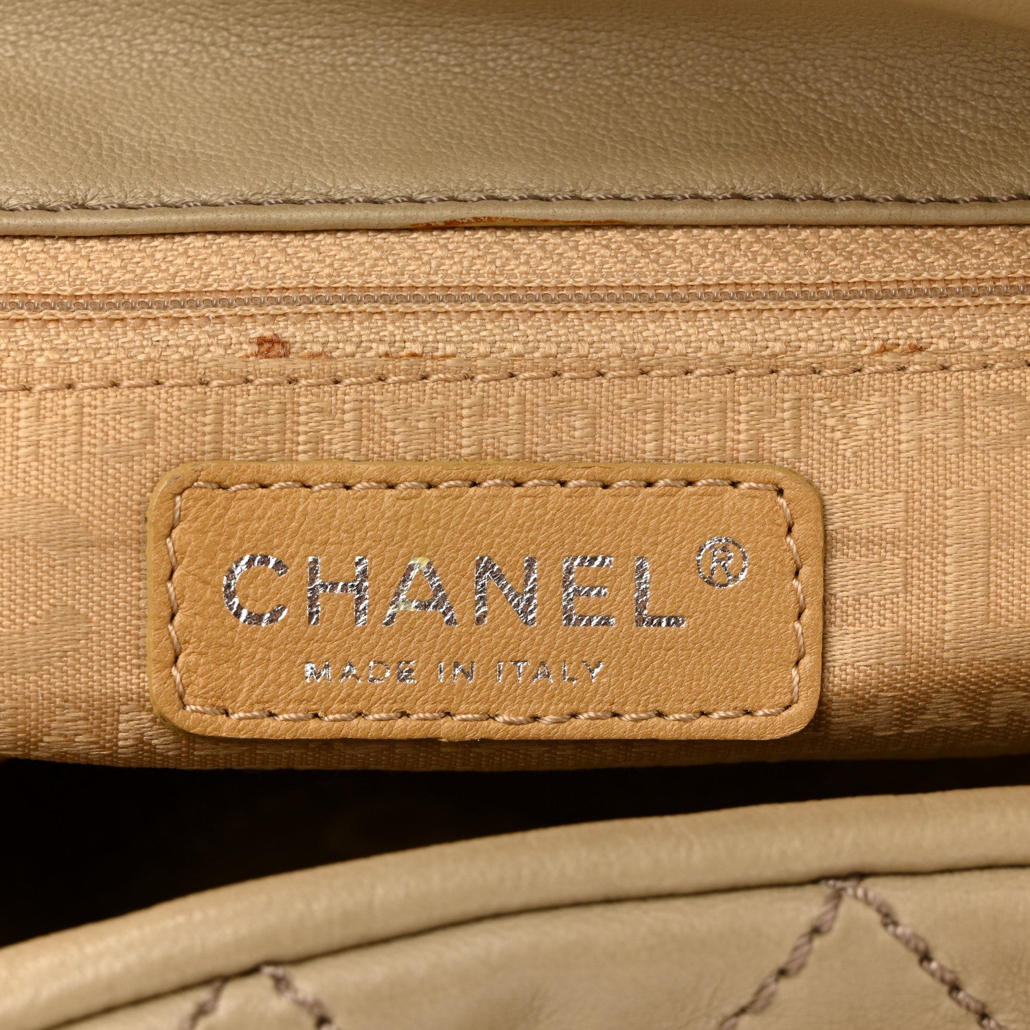 Chanel Lambskin Stitched Accordion Tote Beige