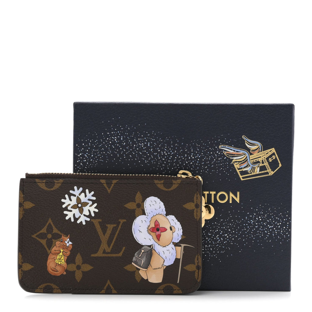 Louis Vuitton Monogram Vivenne Winter Holiday Zipped Romy Card Holder Snowy Pearl