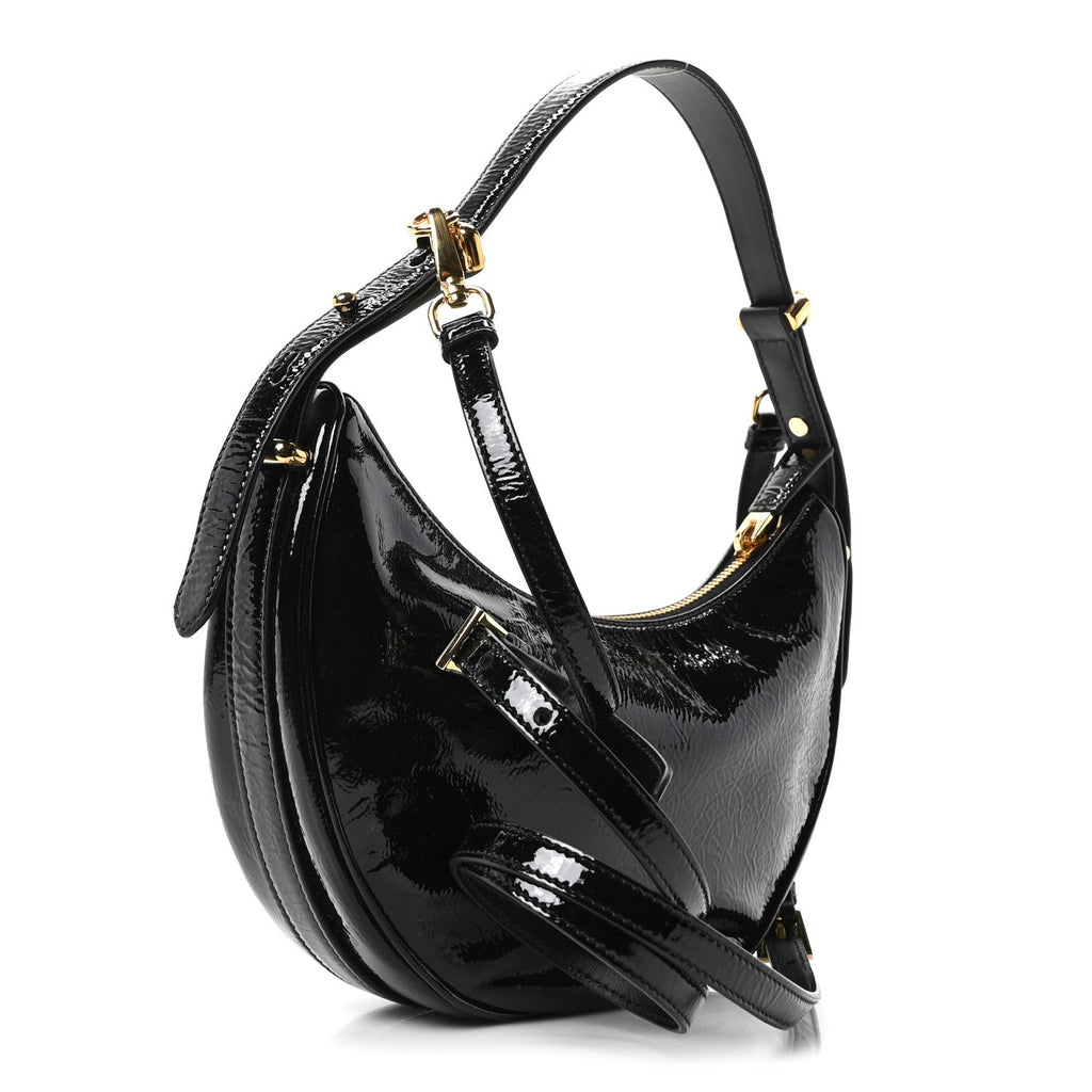 Prada Patent Naplak Arque Shoulder Bag Black