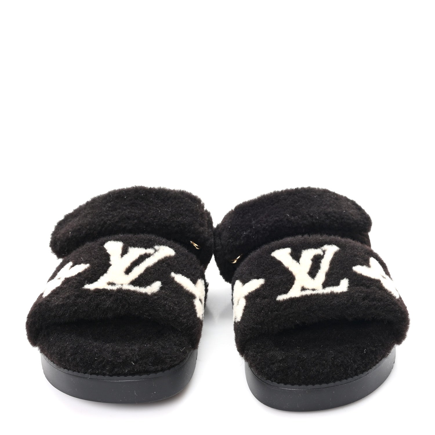 Louis Vuitton Shearling Monogram Giant LV Sunset Flat Comfort Mule 38 Brown