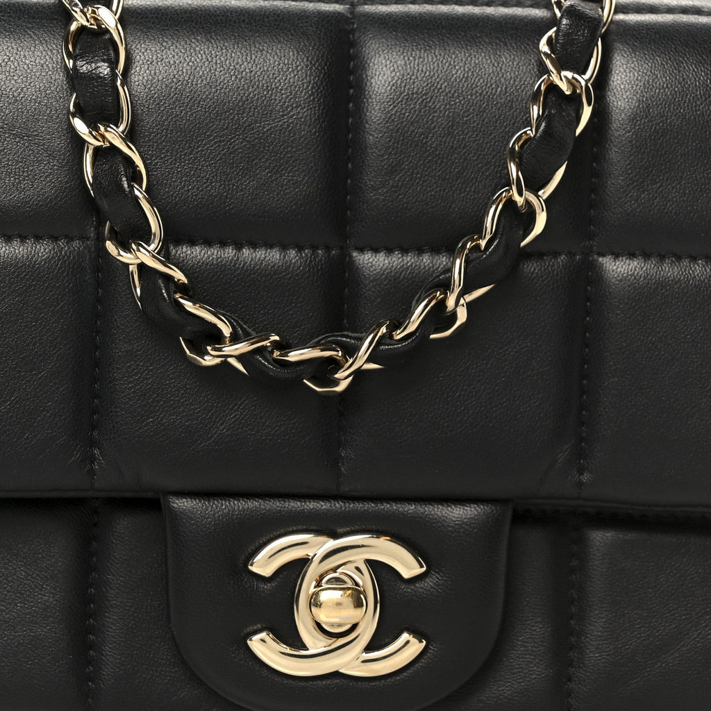 Chanel Lambskin Resin Crystal Square Quilted Mini Monacoco Flap Black