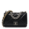 Chanel Lambskin Quilted Chanel 19 Wallet On Chain WOC Black