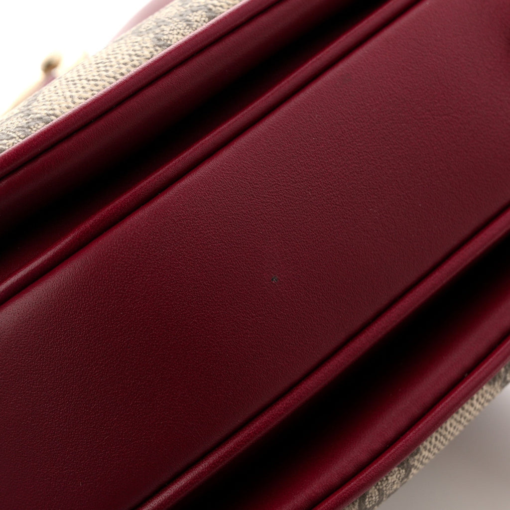 Gucci GG Supreme Monogram Horsebit 1955 Soft Small Shoulder Bag Beige Ebony Rosso Ancora