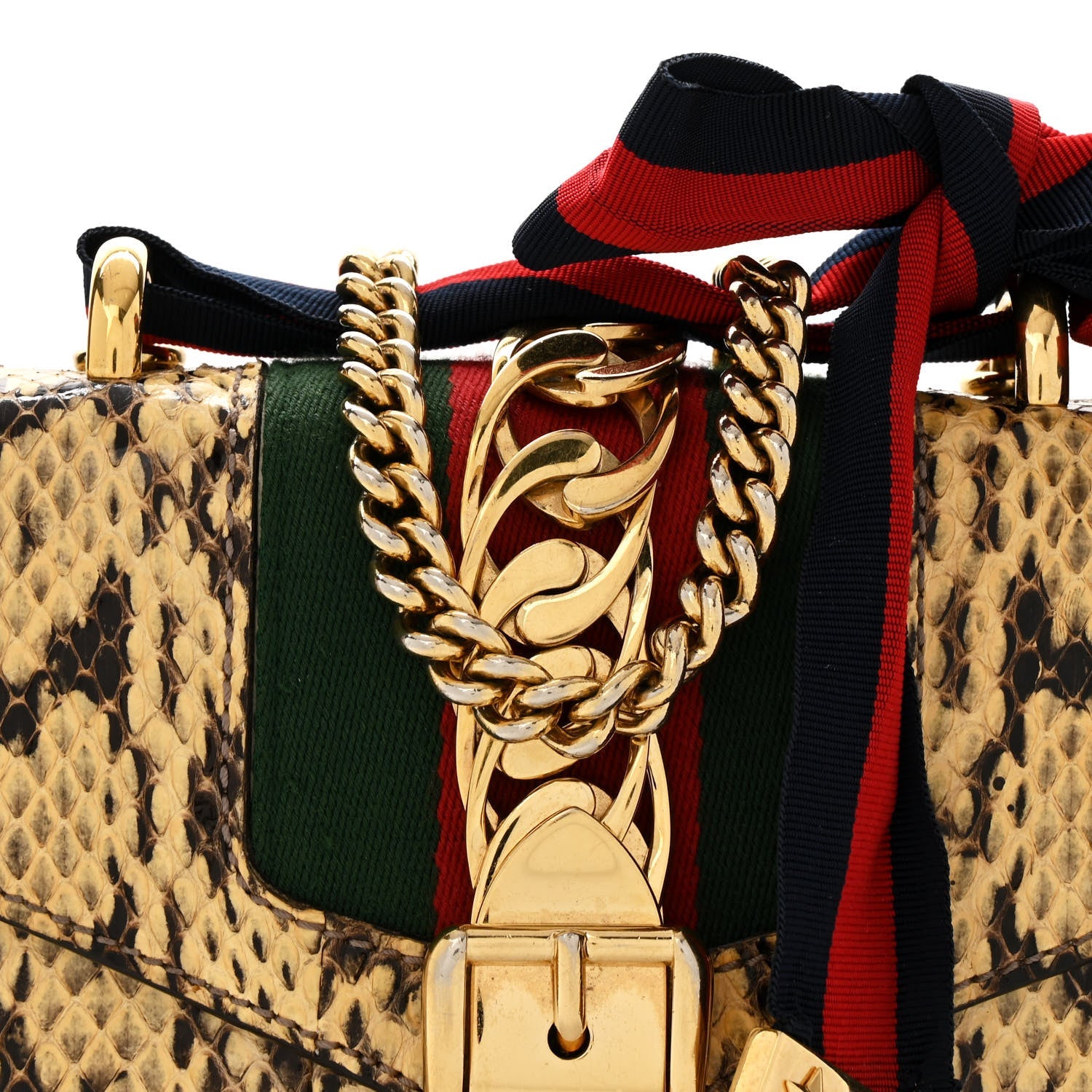 Gucci Snakeskin Mini Sylvie Chain Shoulder Bag Roccia