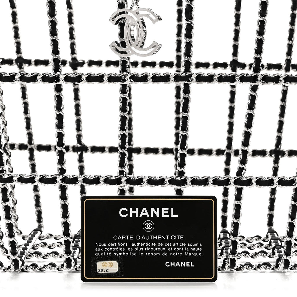 Chanel Brass Calfskin Medium Grocery By Chanel Shopping Basket Silver