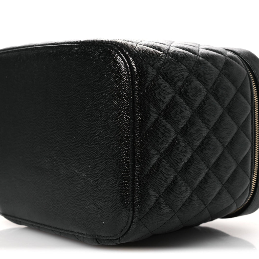 Caviar Quilted Large Vanity Pouch Black