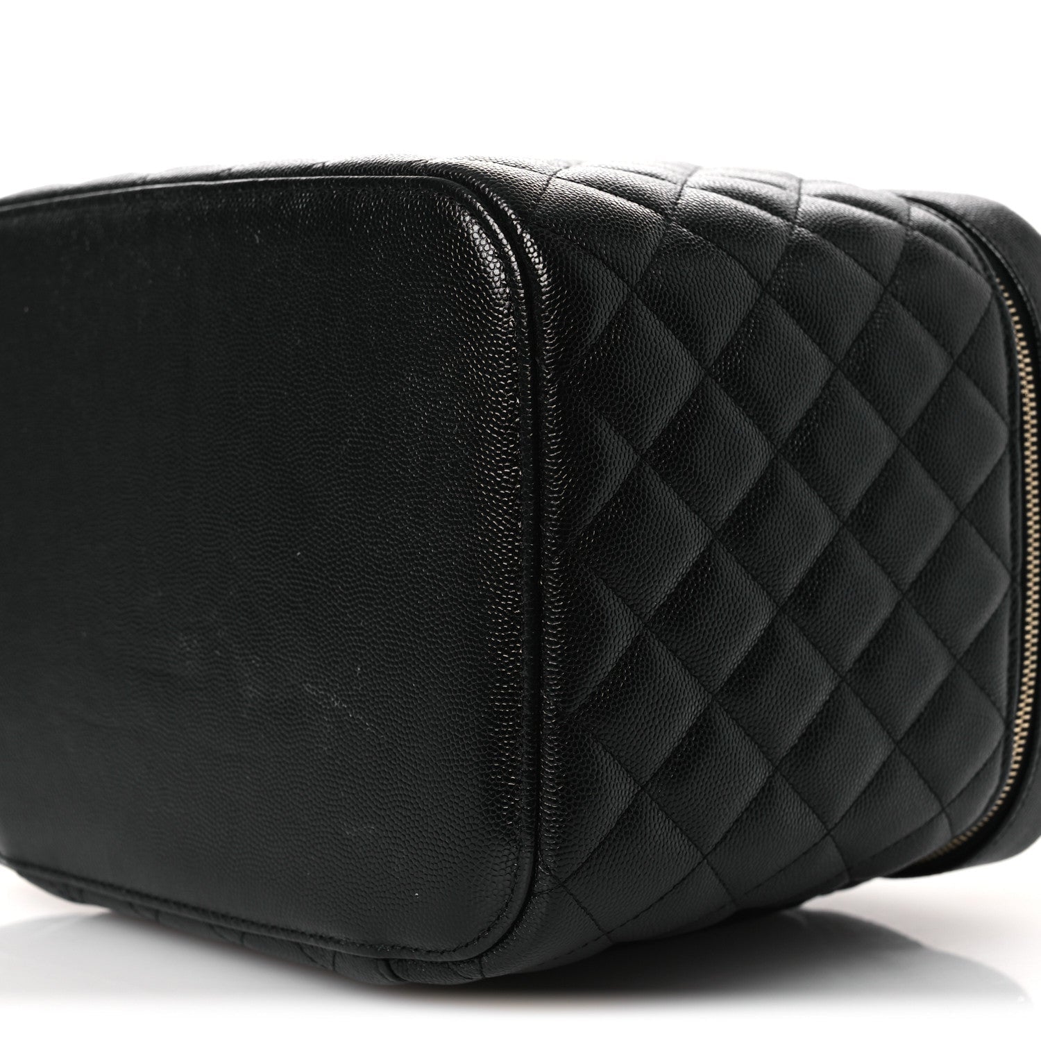 Caviar Quilted Large Vanity Pouch Black