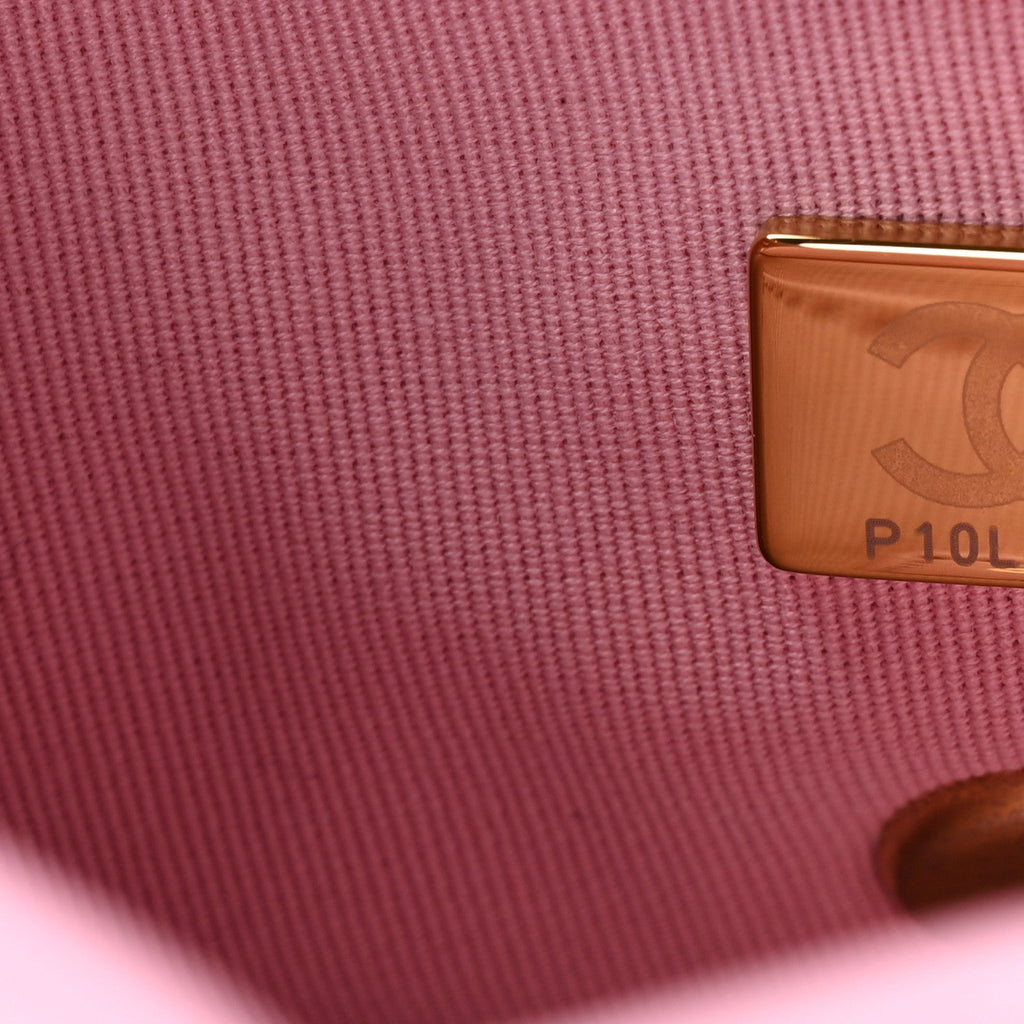 Chanel Lambskin Quilted Mini Lacquered Chain Flap Pink