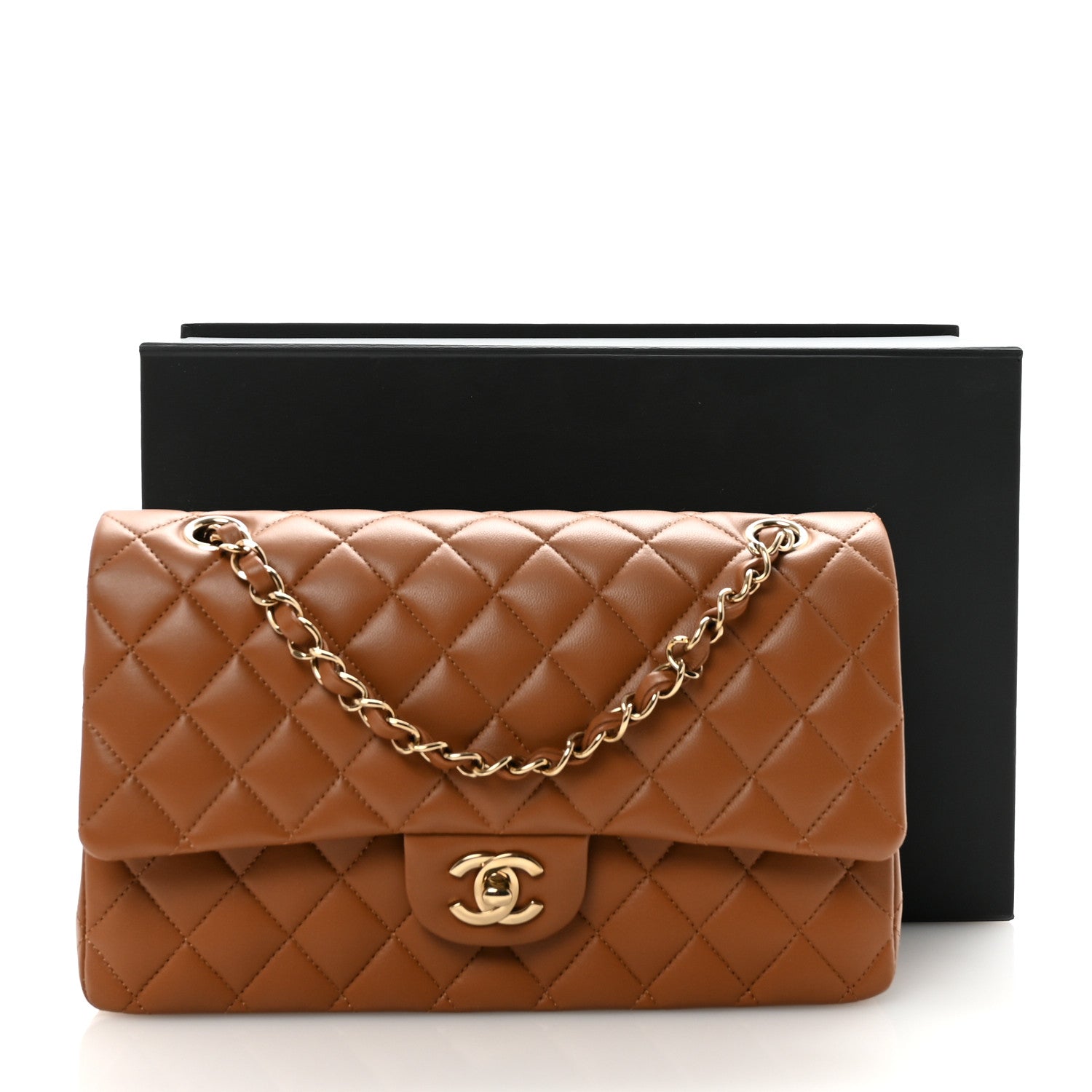 Chanel Lambskin Quilted Medium Double Flap Brown