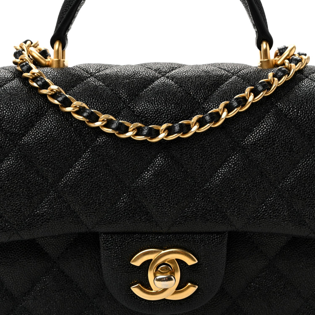 Chanel Caviar Quilted Mini Top Handle Rectangular Flap Black