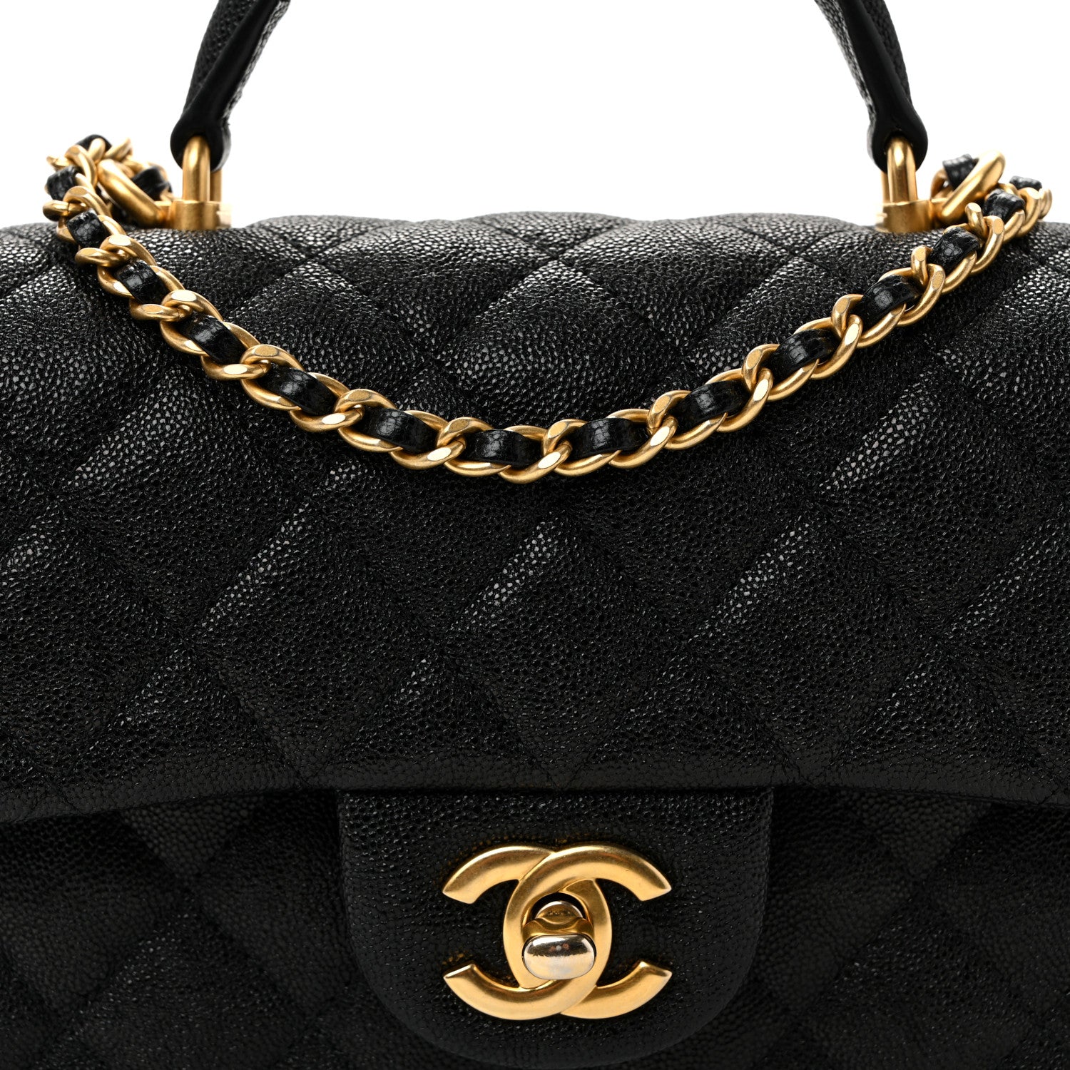 Chanel Caviar Quilted Mini Top Handle Rectangular Flap Black