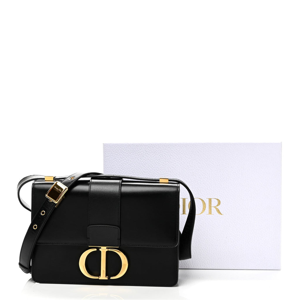 Christian Dior Box Calfskin 30 Montaigne Flap Bag Black