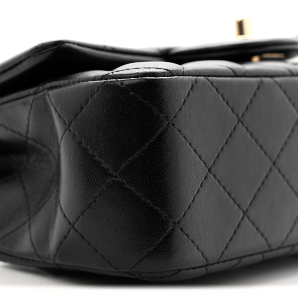 Chanel Lambskin Quilted Mini Rectangular Flap Black