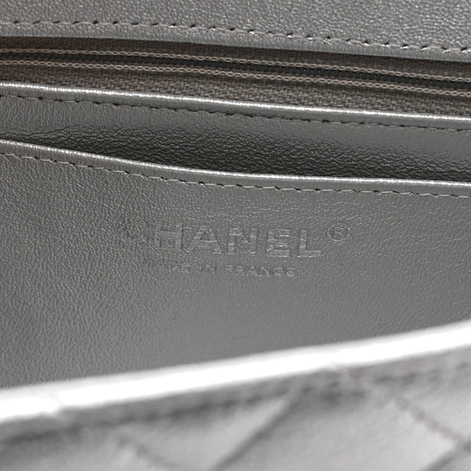 Chanel Metallic Lambskin Quilted Mini Rectangular Flap Silver