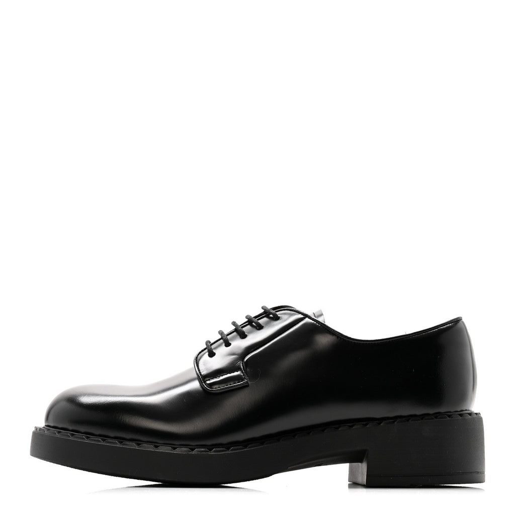Prada Spazzolato Calzature Donna 50mm Derby Loafers 39 Black
