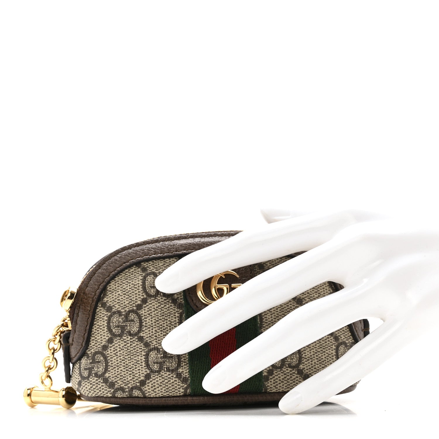 Gucci GG Supreme Monogram Web Ophidia Dome Key Pouch Beige New Acero