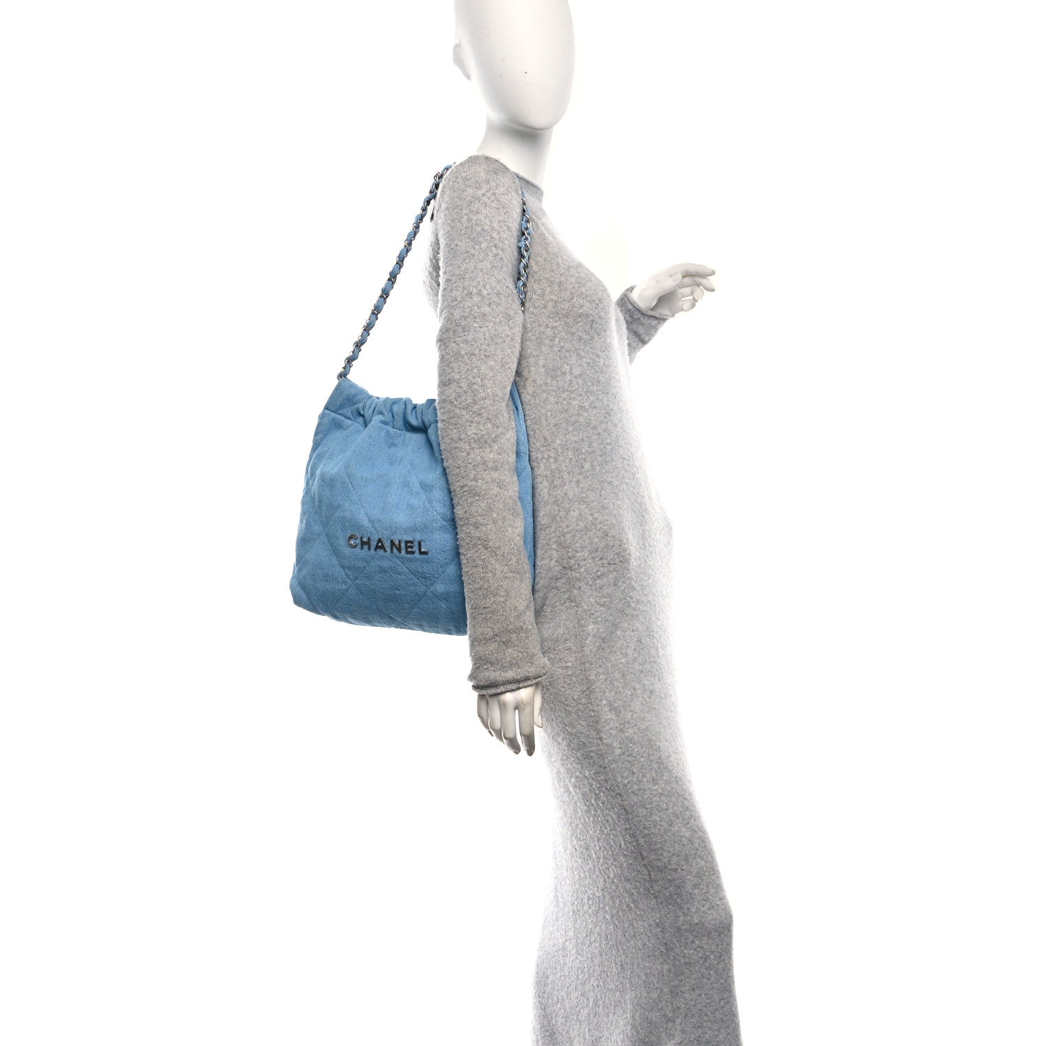 Chanel Denim Quilted Chanel 22 Light Blue