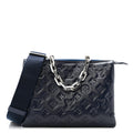 Louis Vuitton Lambskin Embossed Monogram Coussin PM Navy