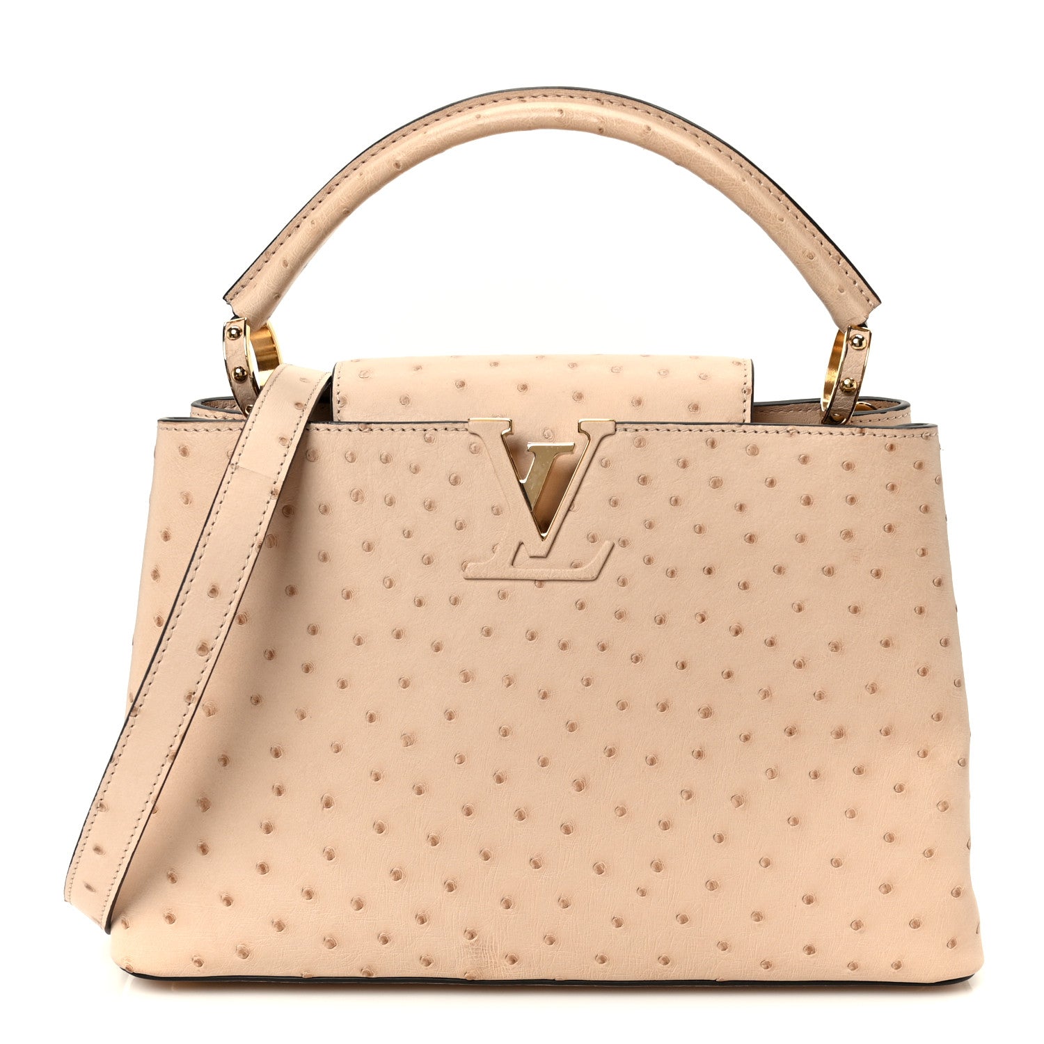 Louis Vuitton Ostrich Capucines PM Rose Champagne