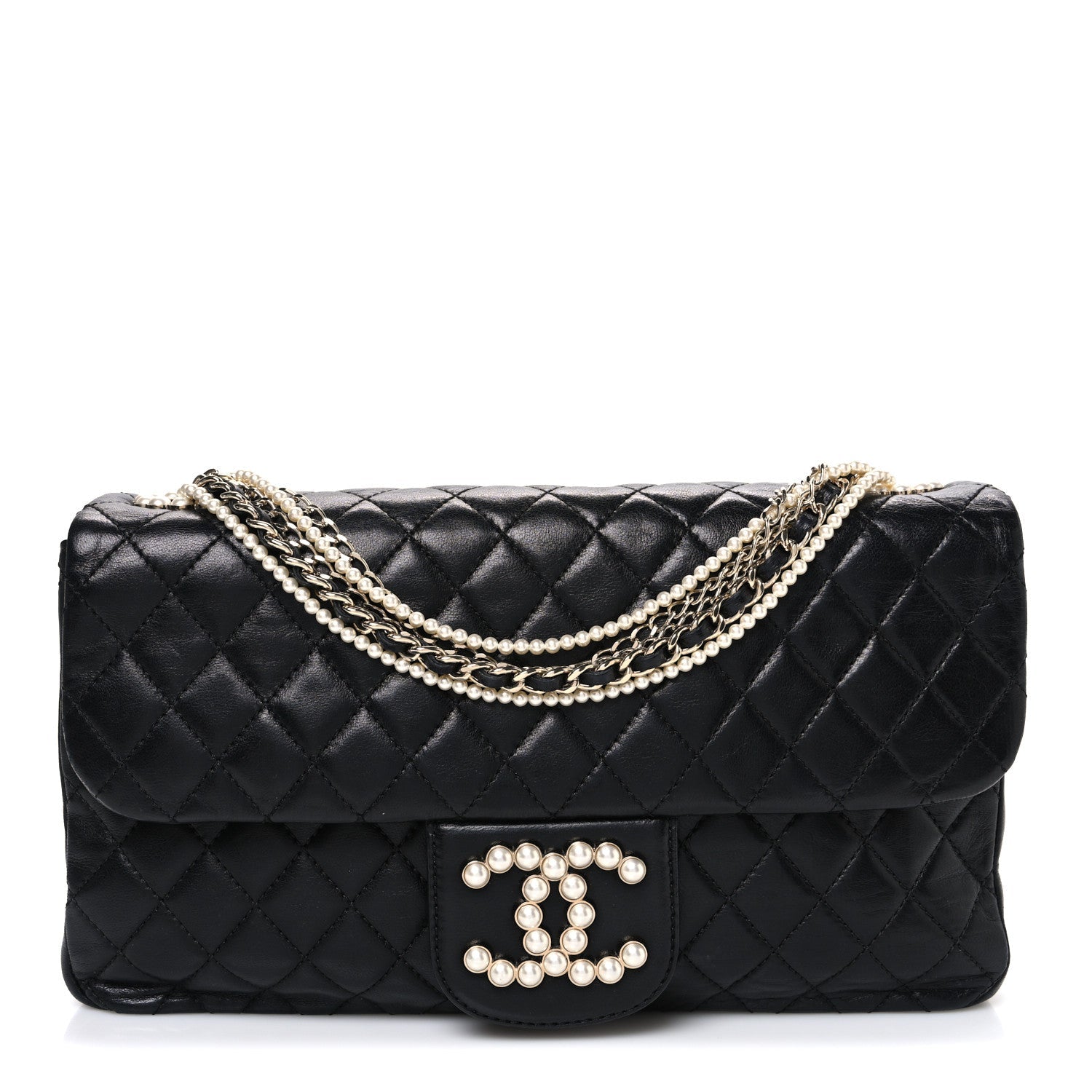Chanel Lambskin Medium Westminster Pearl Flap Black
