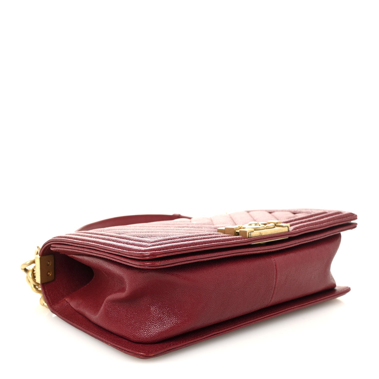 Chanel Caviar Chevron Quilted Medium Boy Flap Dark Red