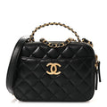 Chanel Shiny Calfskin Quilted Small Pick Me Up Vanity Case Black
