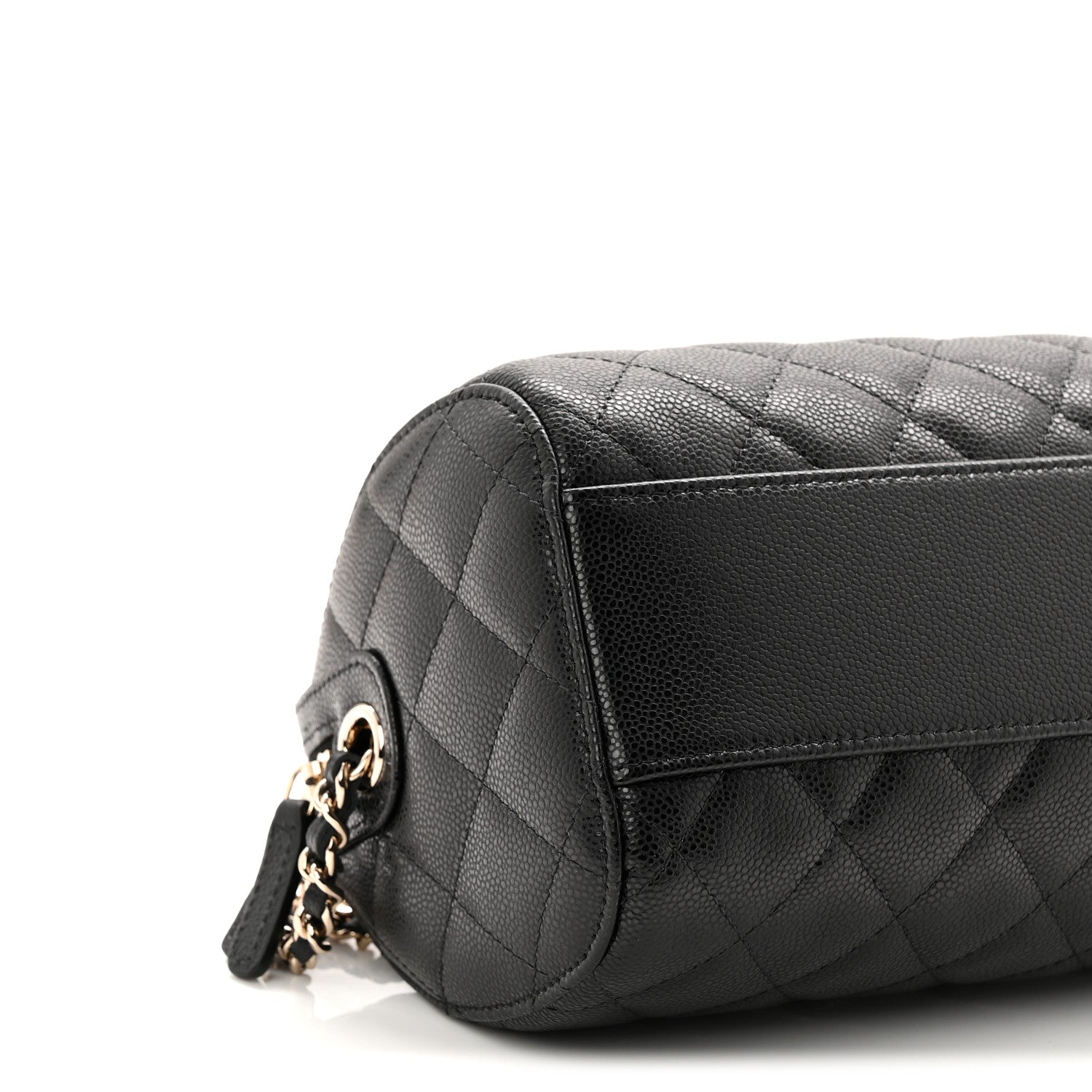 Chanel Caviar Quilted Barrel Clutch With Chain Black