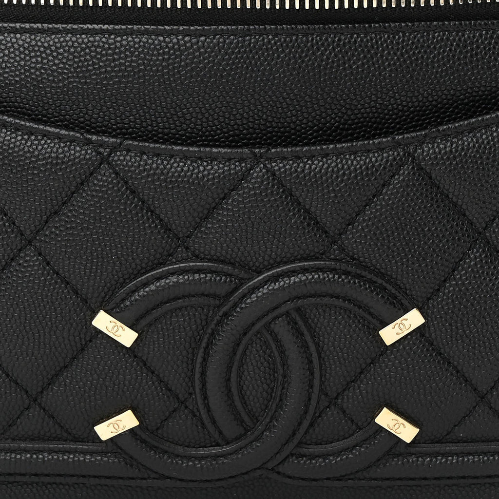Chanel Caviar Quilted Filigree Waist Bag Black