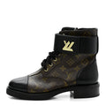Louis Vuitton Calfskin Monogram Wonderland Flat Ranger Boots 39 Black