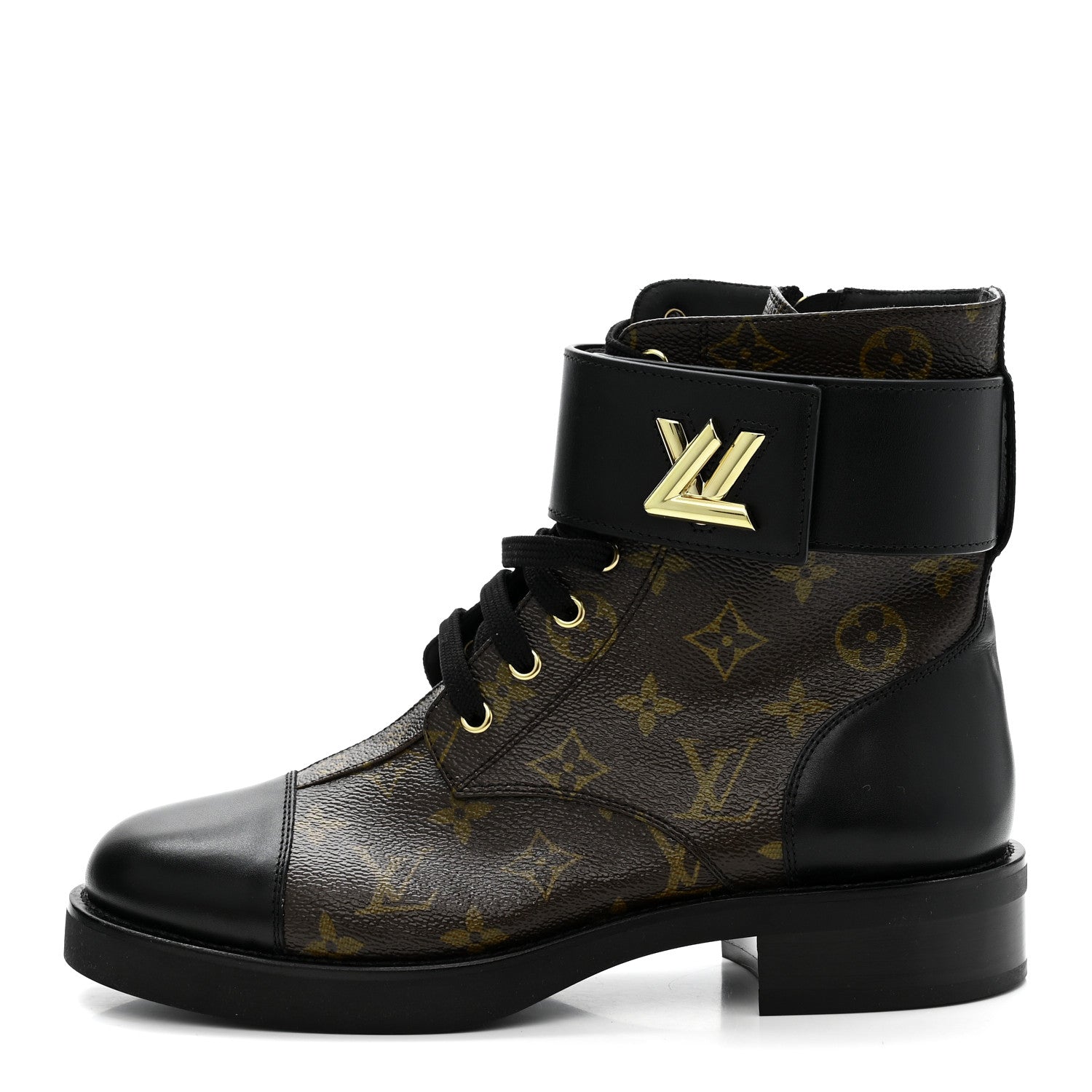 Louis Vuitton Calfskin Monogram Wonderland Flat Ranger Boots 39 Black