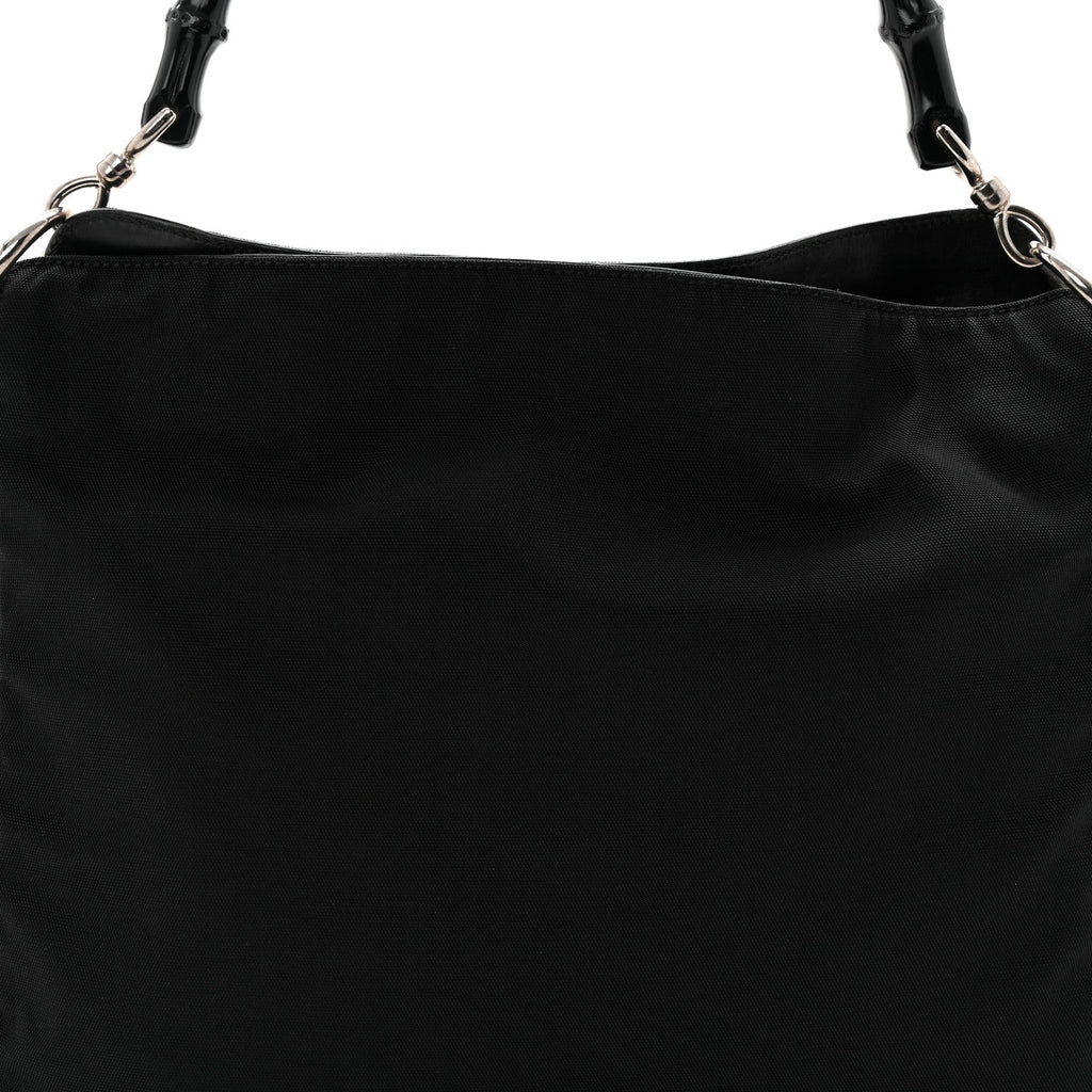 Gucci Nylon Bamboo Hobo Black