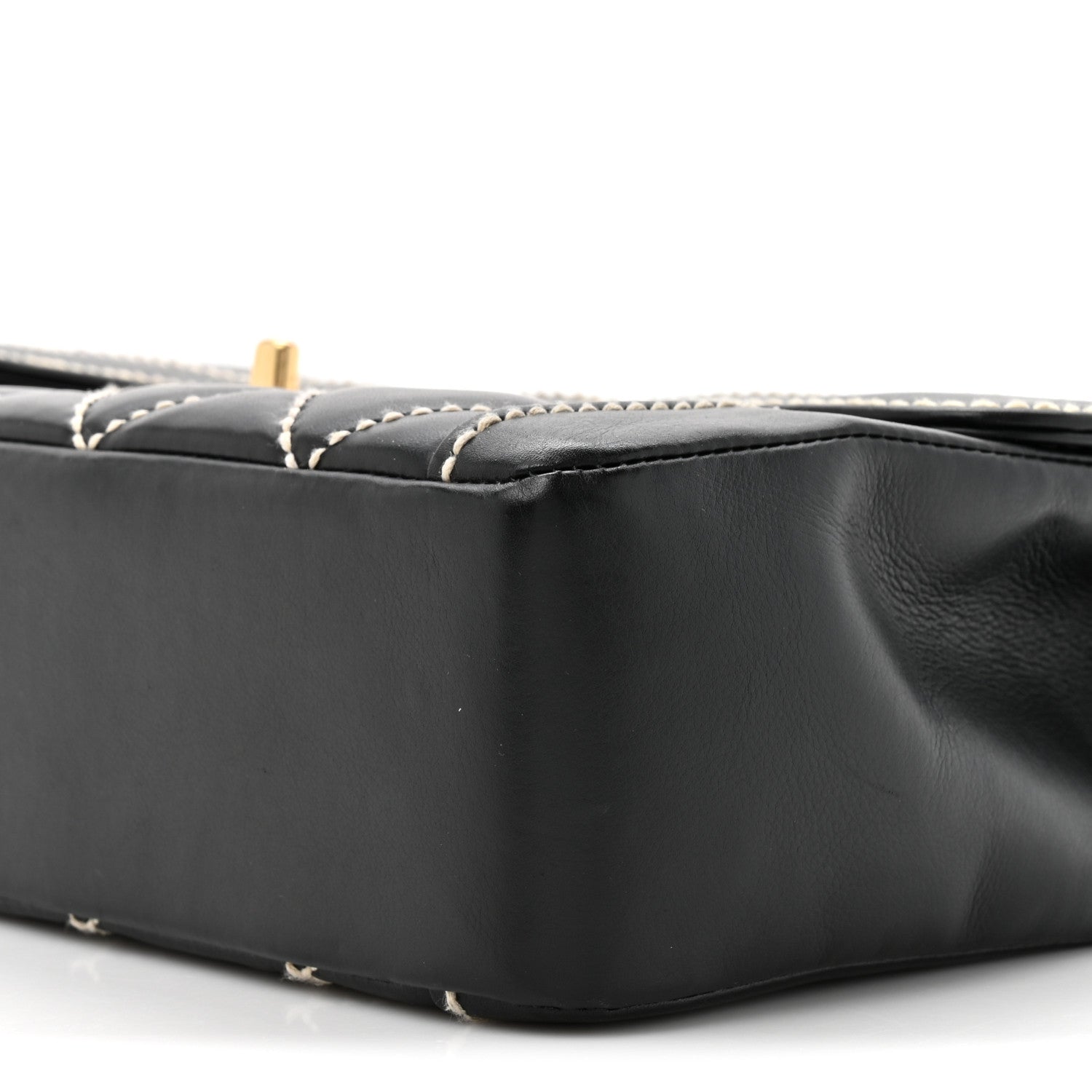 Chanel Calfskin Quilted Wild Stitch Large Top Handle Flap Black