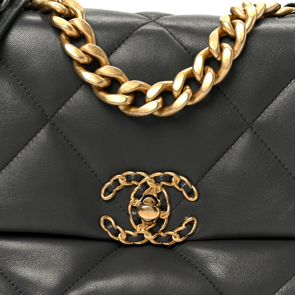 Chanel Lambskin Quilted Medium Chanel 19 Flap Dark Grey