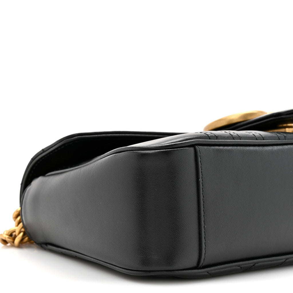 Gucci Calfskin Matelasse Small GG Marmont Shoulder Bag Black
