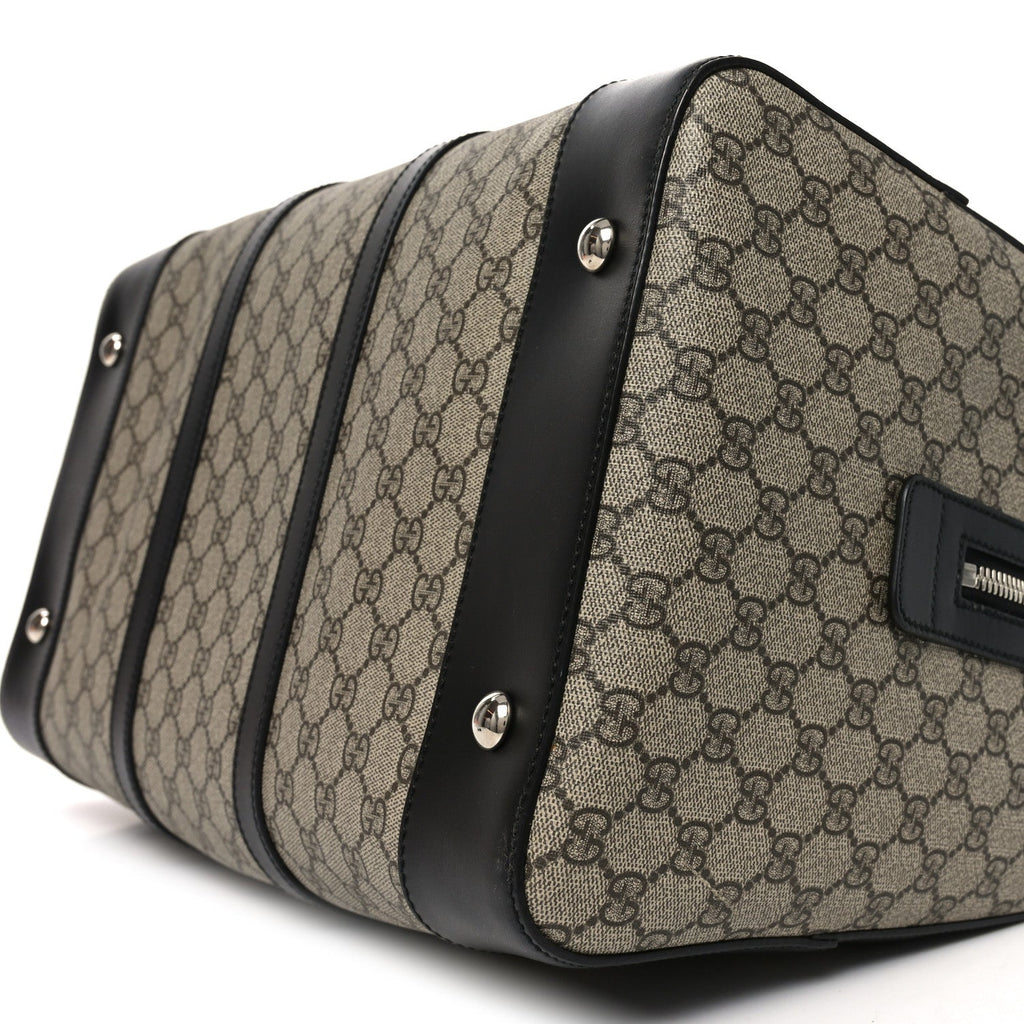 Gucci GG Supreme Monogram Selleria Calfskin Medium Duffle Beige Ebony Black