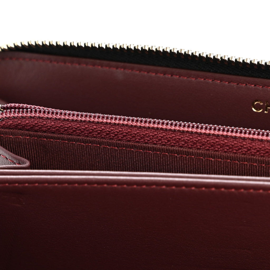 Aged Calfskin Quilted Lucky Charms 2.55 Reissue Zip Around Wallet Black