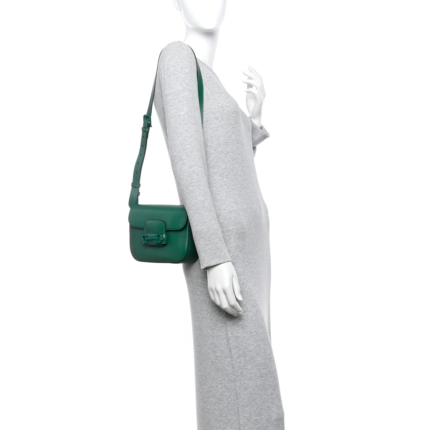 Gucci Azalea Calfskin Web Monochrome Horsebit 1955 Shoulder Bag Emerald