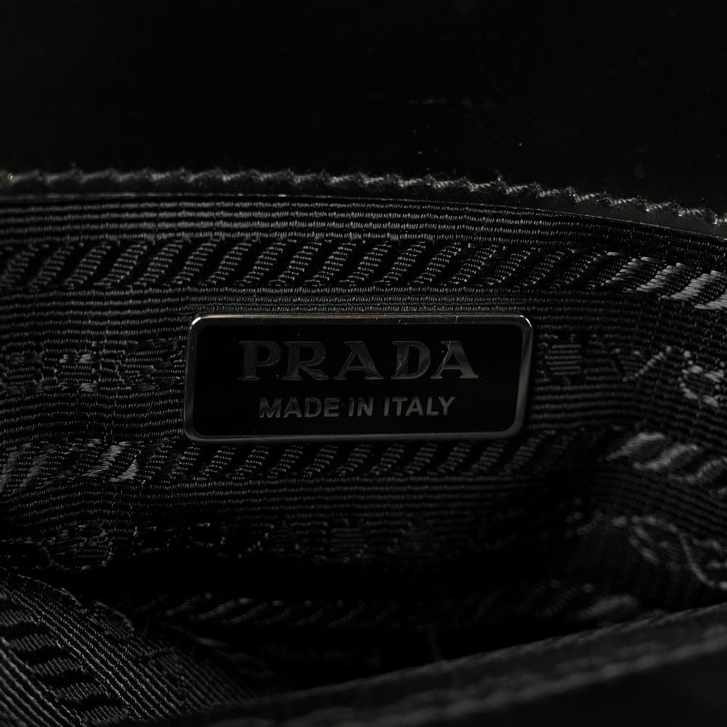 Prada Spazzolato Mini Re-Edition 1995 Double Handle Handbag Black