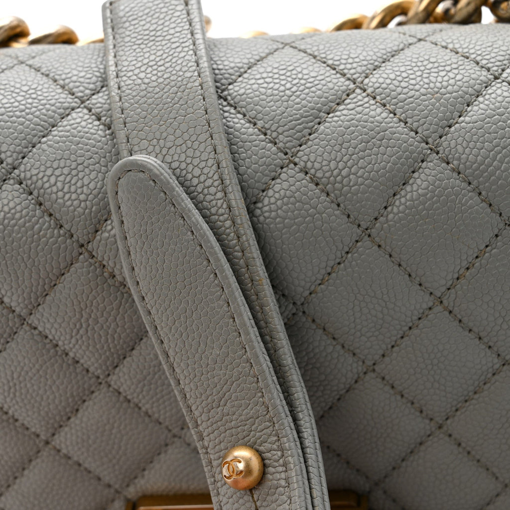 Chanel Caviar Quilted Small Boy Flap Light Grey