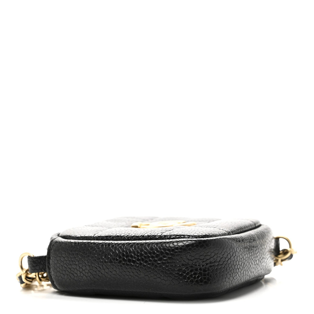 Caviar Quilted Diamond Clutch With Chain Black