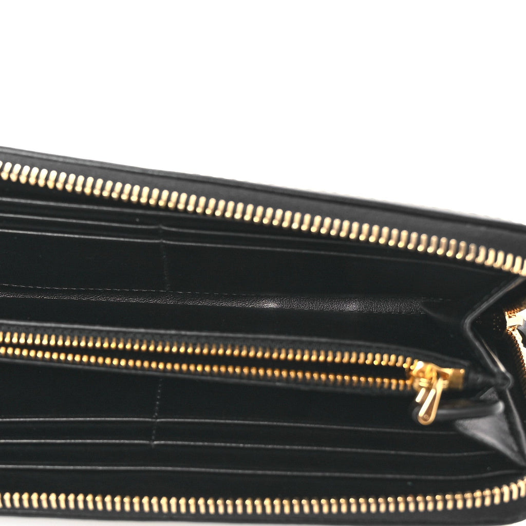 Prada Tessuto Nylon Quilted Zip Around Wallet Black