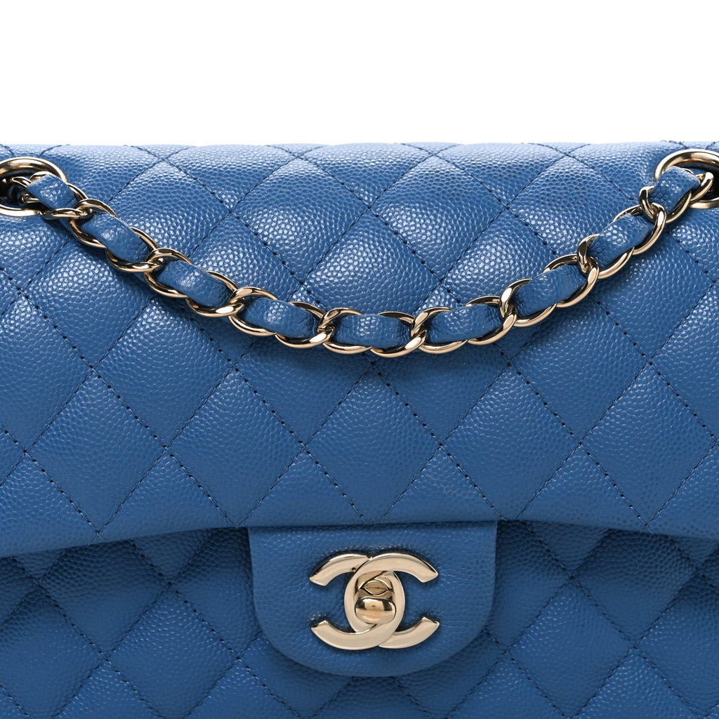 Chanel Caviar Quilted Medium Double Flap Blue