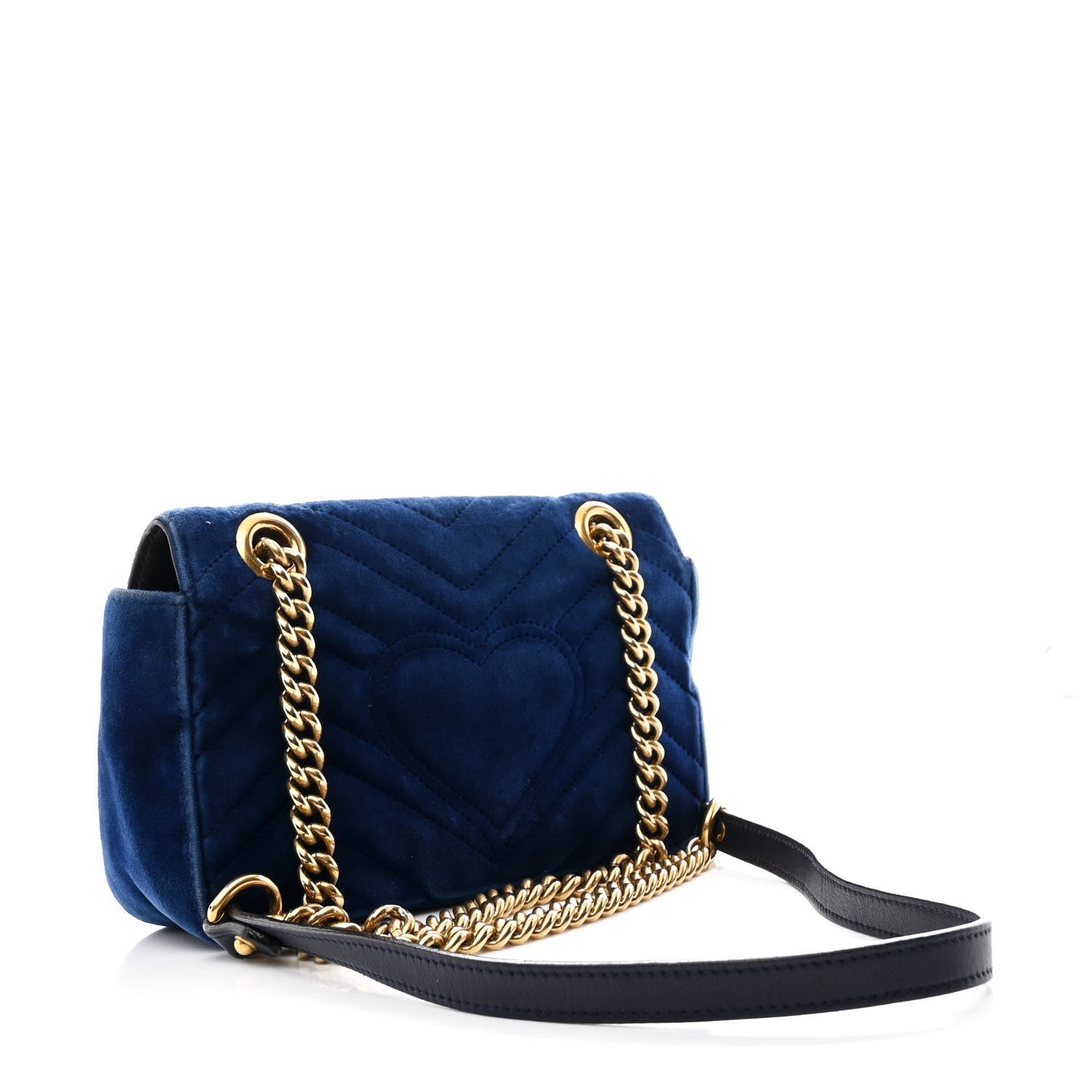 Gucci Velvet Matelasse Mini GG Marmont Shoulder Bag Cobalt Blue