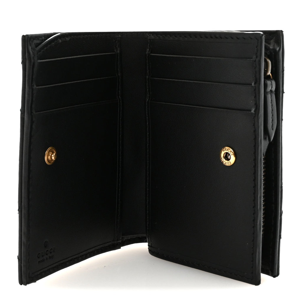 Gucci Calfskin Matelasse GG Marmont Card Case Wallet Black