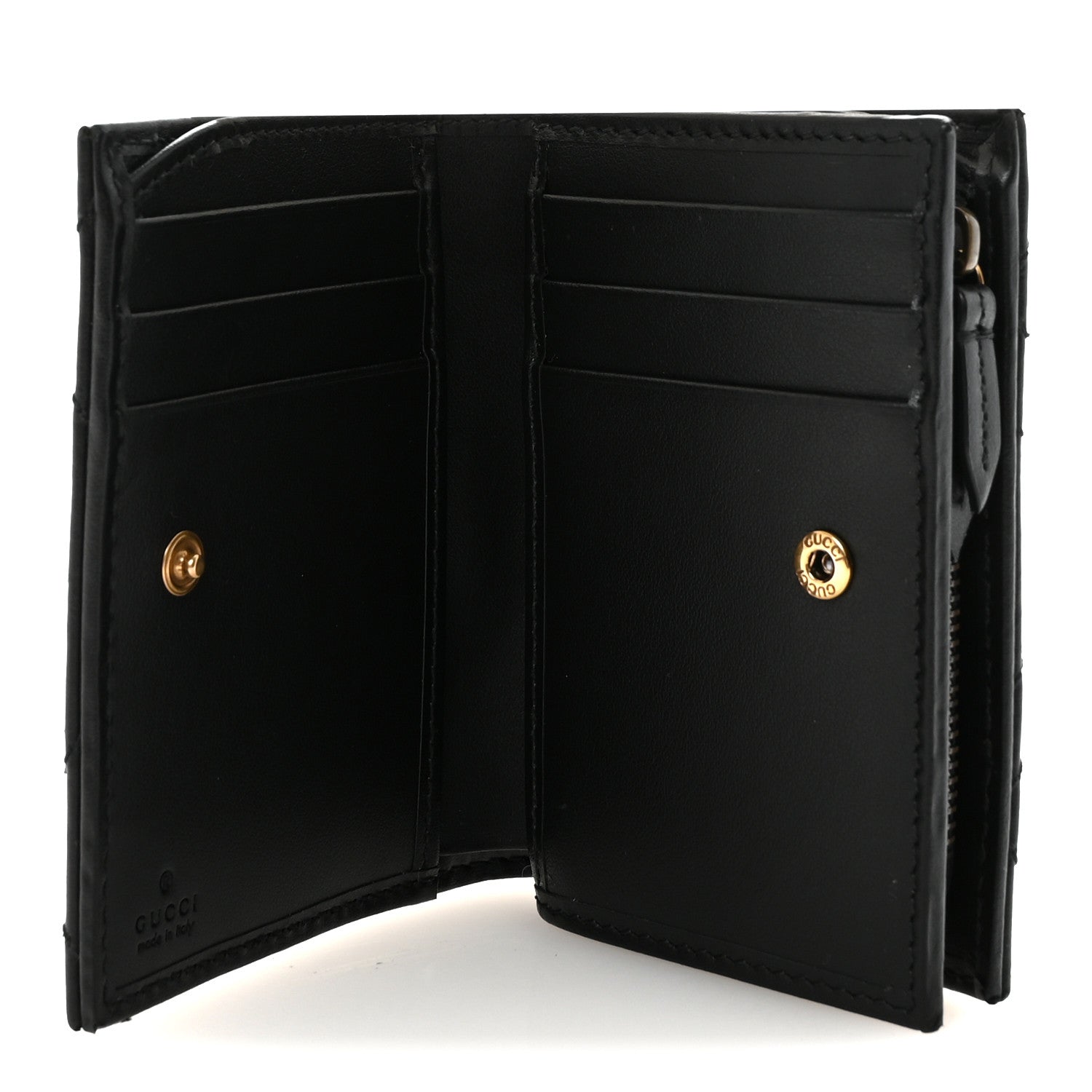 Gucci Calfskin Matelasse GG Marmont Card Case Wallet Black