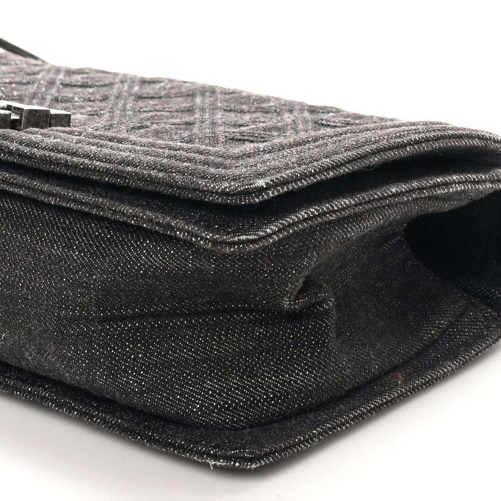 Chanel Denim Quilted Medium Boy Flap Black
